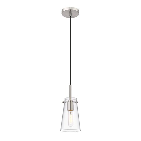 Z-Lite Kira Pendant, 1-Light, 5 In.W x 8 In.H, Brushed Nickel/Clear 7508MP-BN